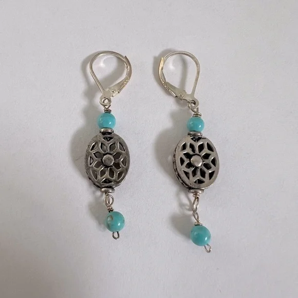 Beautiful southwest style dangle earrings sterling silver 925 - Picture 3 of 4